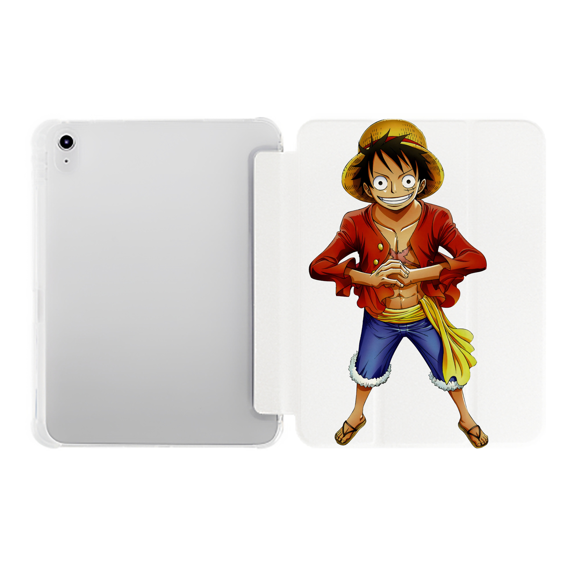 （画像用） ワンピース モンキー・D・ルフィ ONE PIECE Monkey D. Luffy IPad ケース ペン収納付き 三つ折りスタンド PUレザー×シリコン 対応機種9.5/10.5/10.9インチ